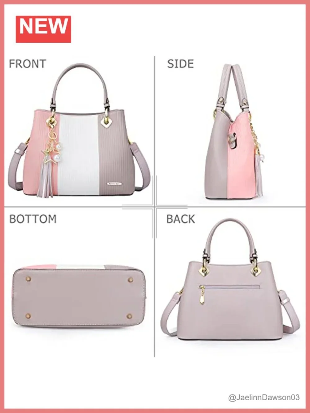 Women's Top Handle Satchel Purse PU Leather Multi Pocket 3-in-1 Bag